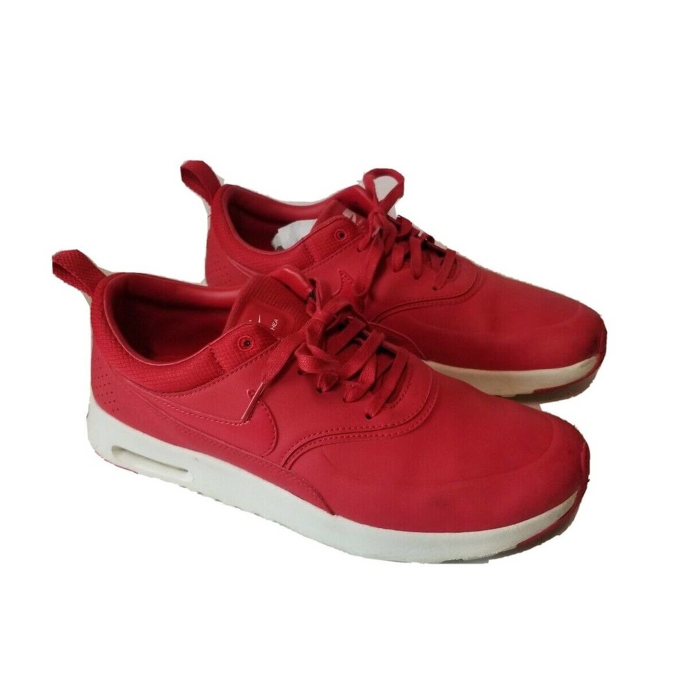 Nike Air MAX Women 8.5 Red White Sneakers Thea Prim 616723 Road‎ Running